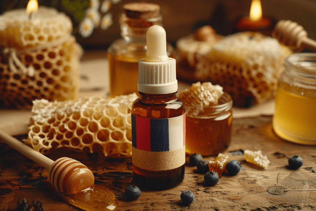 Image représentant différents produits pour effectuer une cure de propolis.