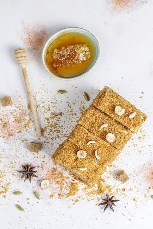 Image représentant un gâteau pour un sportif avec du miel